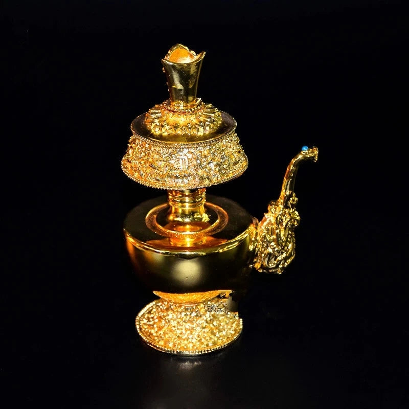 Tibetan Buddhism Supplies Eight Auspicious Symbols High-End Gilt Alloy PapaWemba Pot Water Filter Bottle Holy Sacrificial Vessel