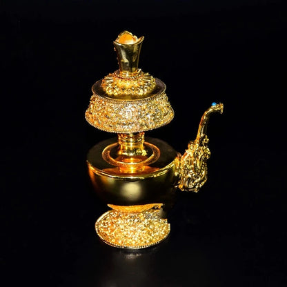 Tibetan Buddhism Supplies Eight Auspicious Symbols High-End Gilt Alloy PapaWemba Pot Water Filter Bottle Holy Sacrificial Vessel