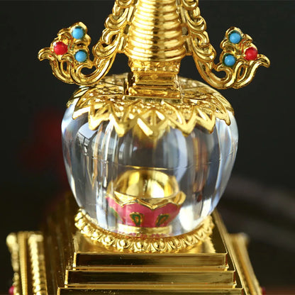 Tibetan Engraved Buddha Statue Stupa Tantric Alloy Handicraft Auspicious Buddhism Home Gift Collection Desktop Decorative