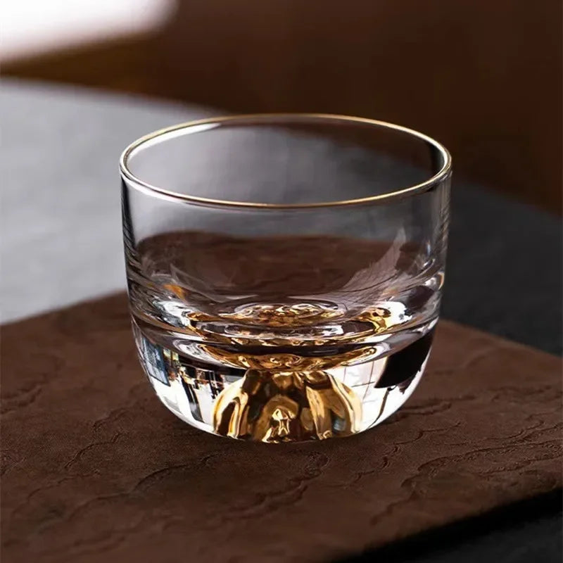 Tibetan Gold Tea Cup Glass Cups Handmade Creative Japanese Style Gilt Edged Bubble Drinkware Kitchen Dining Bar Home Garden