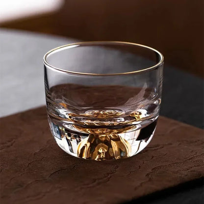 Tibetan Gold Tea Cup Glass Cups Handmade Creative Japanese Style Gilt Edged Bubble Drinkware Kitchen Dining Bar Home Garden