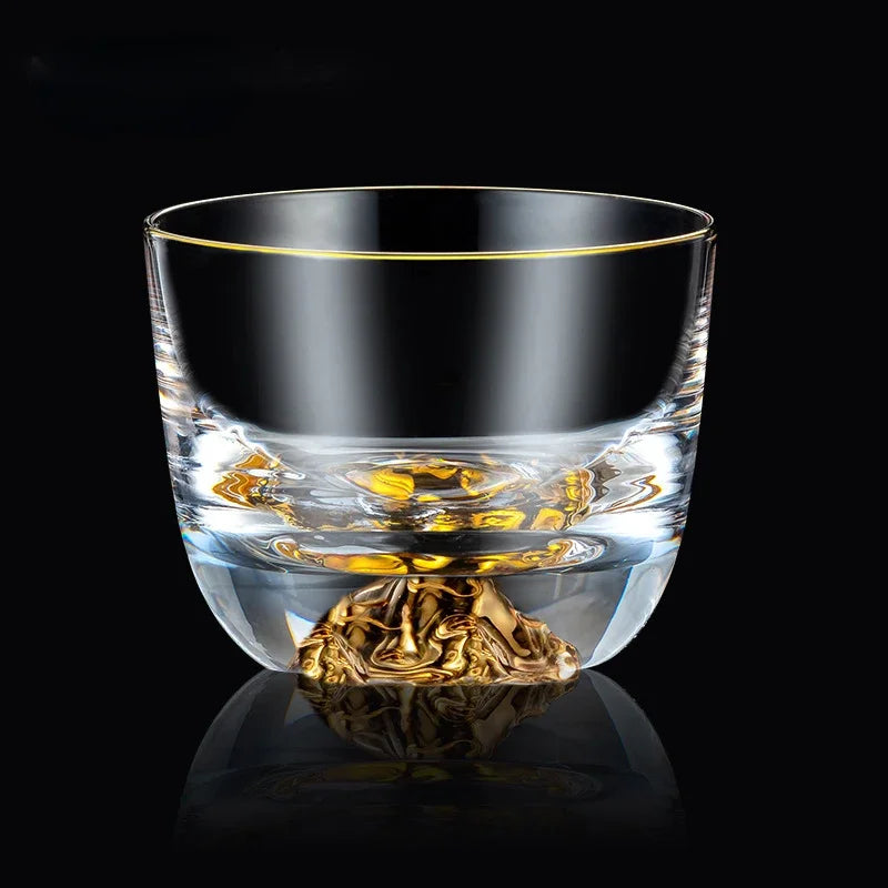 Tibetan Gold Tea Cup Glass Cups Handmade Creative Japanese Style Gilt Edged Bubble Drinkware Kitchen Dining Bar Home Garden