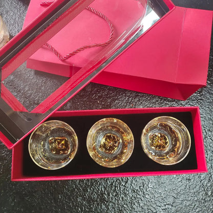 Tibetan Gold Tea Cup Glass Cups Handmade Creative Japanese Style Gilt Edged Bubble Drinkware Kitchen Dining Bar Home Garden