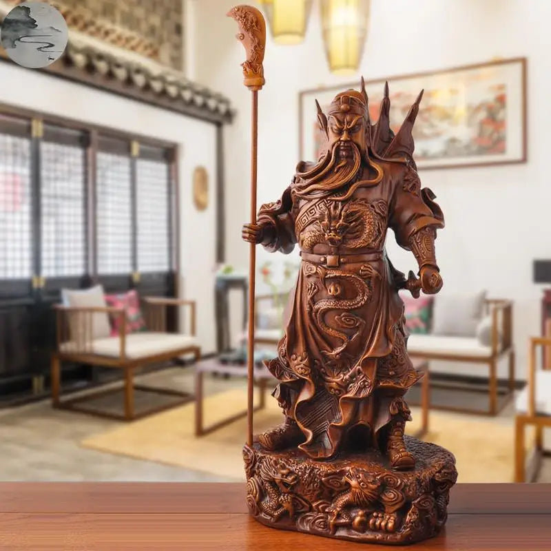 Tibetan Red Nine Dragon Guan Gong Guan Yu warrior Buddha Statue