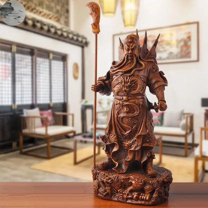 Tibetan Red Nine Dragon Guan Gong Guan Yu warrior Buddha Statue