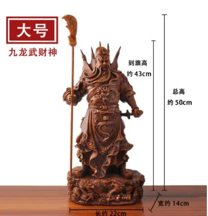 Tibetan Red Nine Dragon Guan Gong Guan Yu warrior Buddha Statue