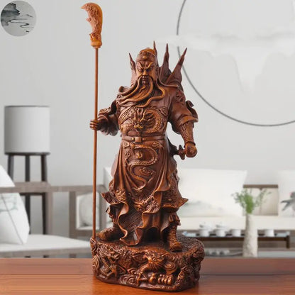 Tibetan Red Nine Dragon Guan Gong Guan Yu warrior Buddha Statue