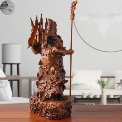 Tibetan Red Nine Dragon Guan Gong Guan Yu warrior Buddha Statue