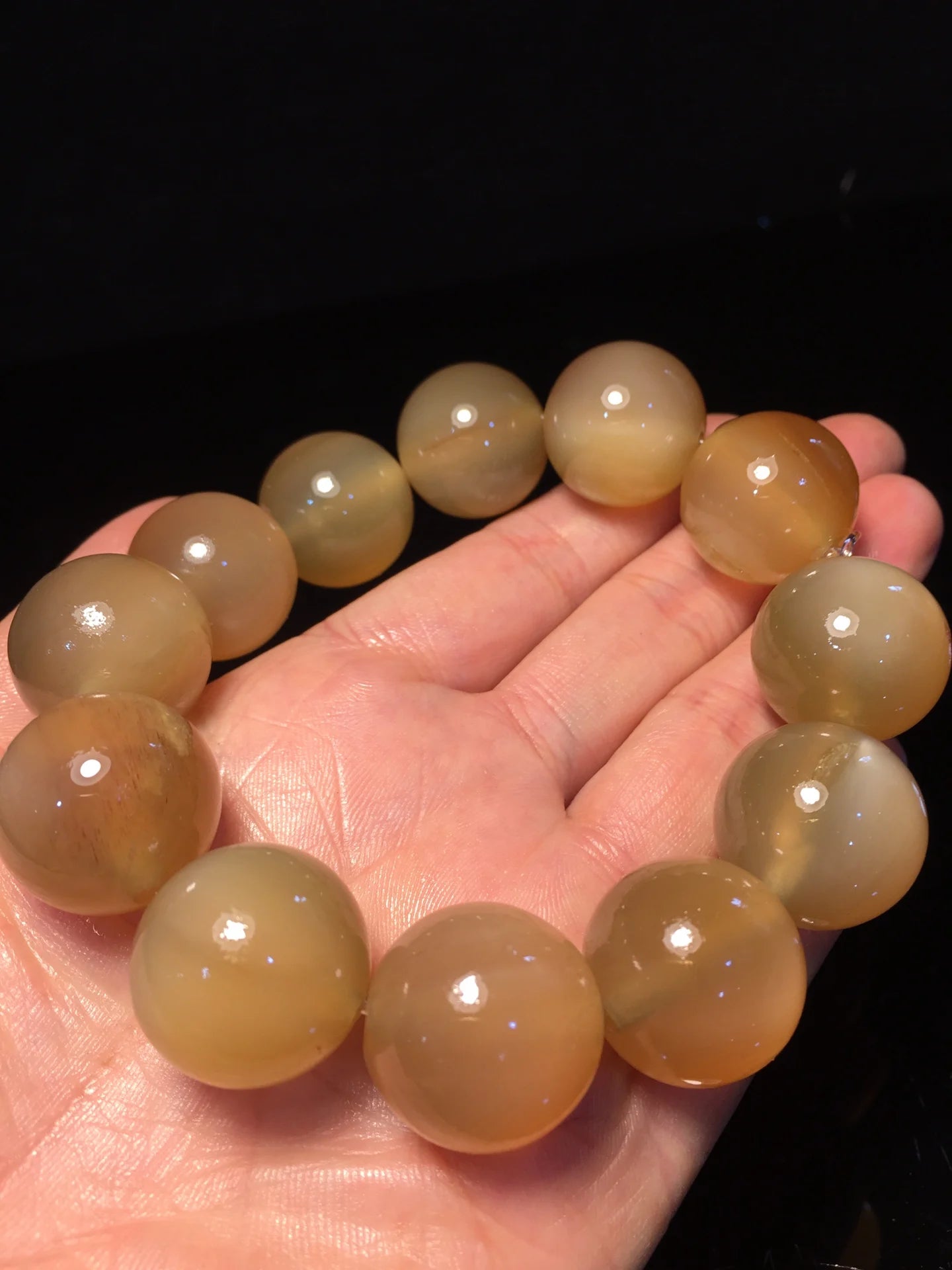 Tibetan Temple Collection Old Natural Horn Clear texture Bracelet 14 beads Rosary Amulet Dharma Town house Exorcism