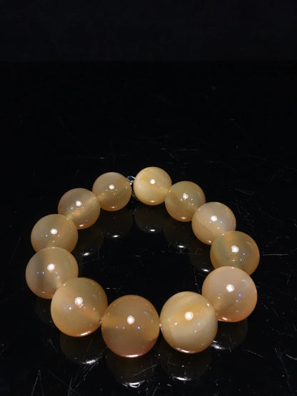 Tibetan Temple Collection Old Natural Horn Clear texture Bracelet 14 beads Rosary Amulet Dharma Town house Exorcism