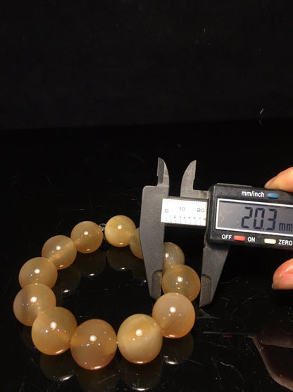 Tibetan Temple Collection Old Natural Horn Clear texture Bracelet 14 beads Rosary Amulet Dharma Town house Exorcism