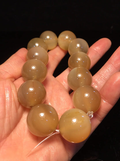 Tibetan Temple Collection Old Natural Horn Clear texture Bracelet 14 beads Rosary Amulet Dharma Town house Exorcism