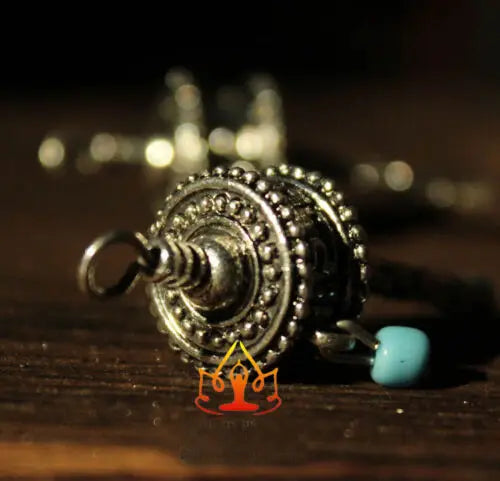 Tibetan Tibet Buddhist DIY Mini Gem OM Prayer Wheel Amulet Pendant 2PCS