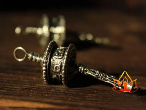 Tibetan Tibet Buddhist DIY Mini Gem OM Prayer Wheel Amulet Pendant 2PCS