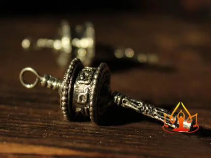 Tibetan Tibet Buddhist DIY Mini Gem OM Prayer Wheel Amulet Pendant 2PCS