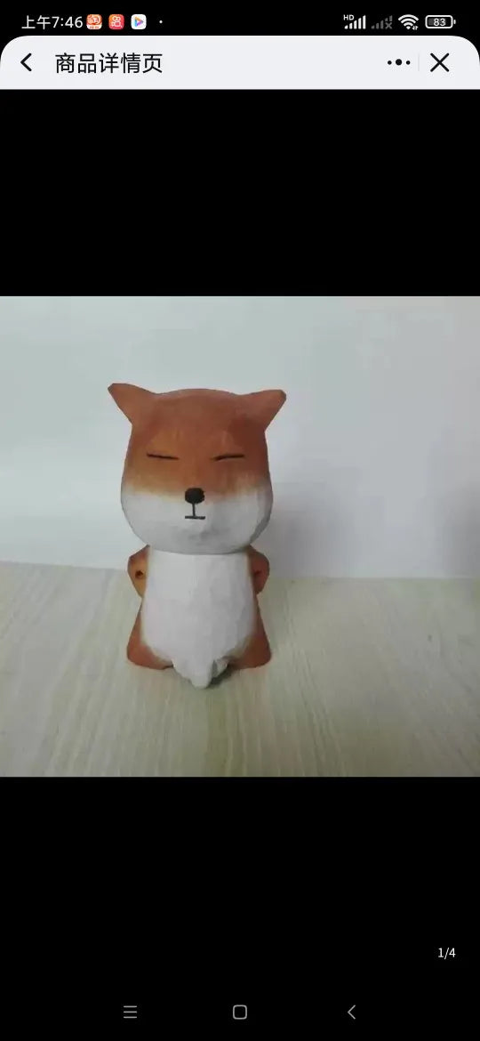 Tibetan fox pure handmade wood carving decoration cute cute net red with generous face super dirty Tintin hipster punch card