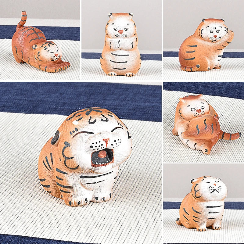 Tiger Tea Set Purplue Sand Tea Pet Decoration Goda Takeshi Cartoon Creative Handmade Boutique Supportable Zen Tea Ceremony Acces