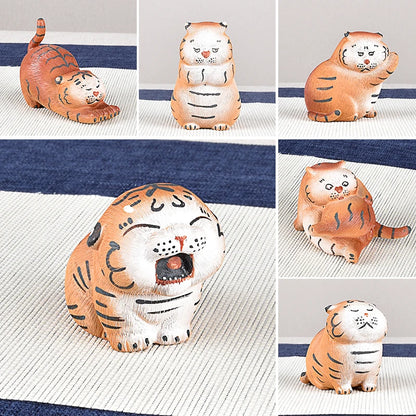 Tiger Tea Set Purplue Sand Tea Pet Decoration Goda Takeshi Cartoon Creative Handmade Boutique Supportable Zen Tea Ceremony Acces