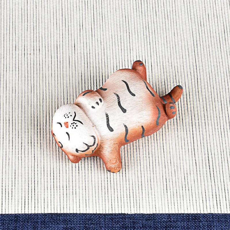 Tiger Tea Set Purplue Sand Tea Pet Decoration Goda Takeshi Cartoon Creative Handmade Boutique Supportable Zen Tea Ceremony Acces