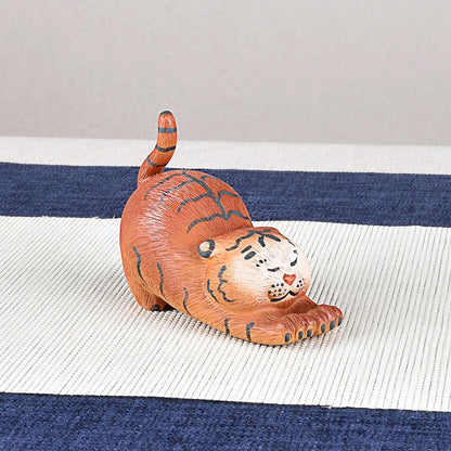 Tiger Tea Set Purplue Sand Tea Pet Decoration Goda Takeshi Cartoon Creative Handmade Boutique Supportable Zen Tea Ceremony Acces