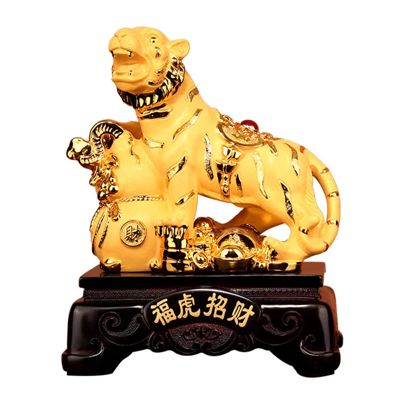 Tiger decoration zhaocai town house car accessories living room office Year of the Tiger mascot car velvet sand gold crafts