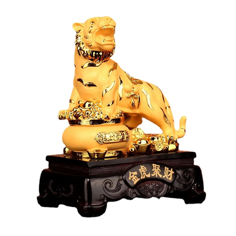 Tiger decoration zhaocai town house car accessories living room office Year of the Tiger mascot car velvet sand gold crafts
