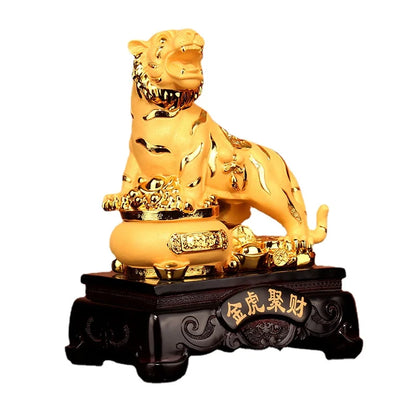 Tiger decoration zhaocai town house car accessories living room office Year of the Tiger mascot car velvet sand gold crafts