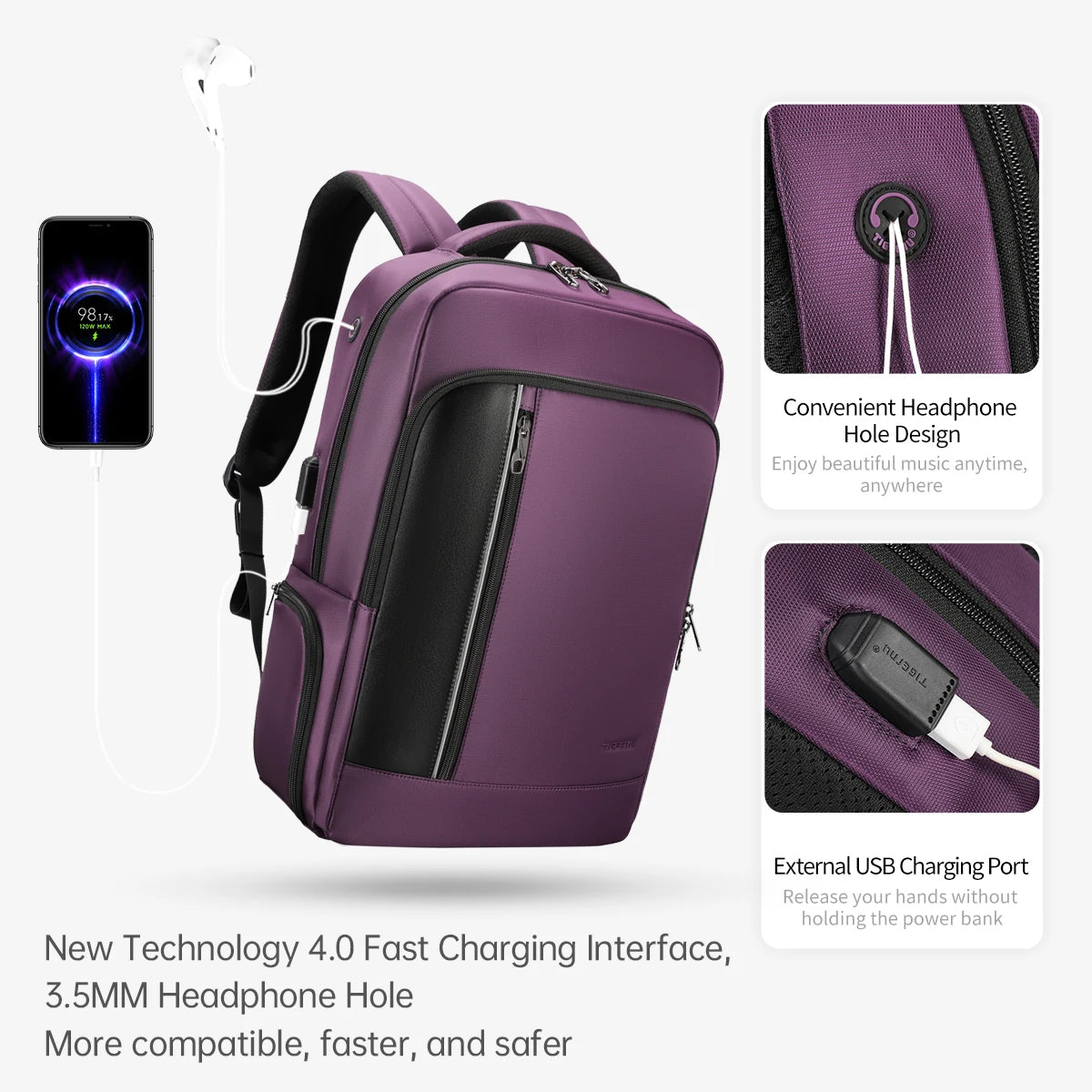 Tigernu 15.6 Anti Theft Backpack Women USB Back Bag School Travel Backpack For Teenagers Rucksack Laptop Backpack Waterproof Bag