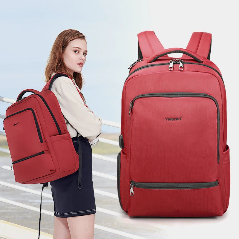 Tigernu Anti theft 15.6"Laptop USB Charging Women Backpack Waterproof Travel Solid Mochila Women Large Capacity Schoolbag Female
