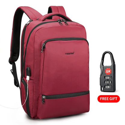 Tigernu Anti theft 15.6"Laptop USB Charging Women Backpack Waterproof Travel Solid Mochila Women Large Capacity Schoolbag Female