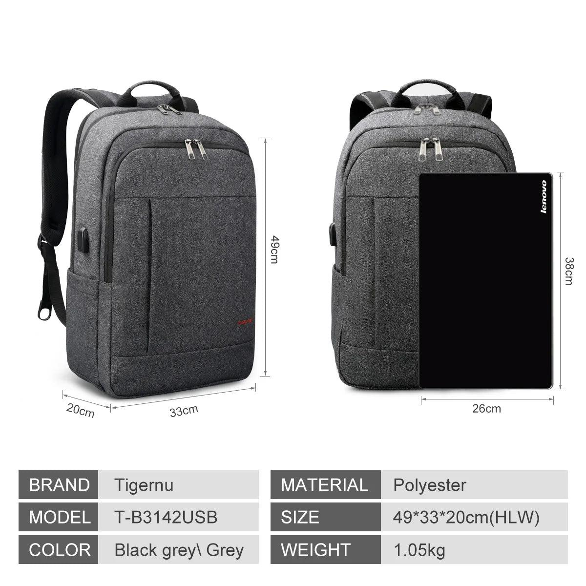 Tigernu Anti-theft USB Charging 15.6-17inch Laptop Backpack Women Backpack Mochila School Backpack Bag Casual Female Laptop Bag