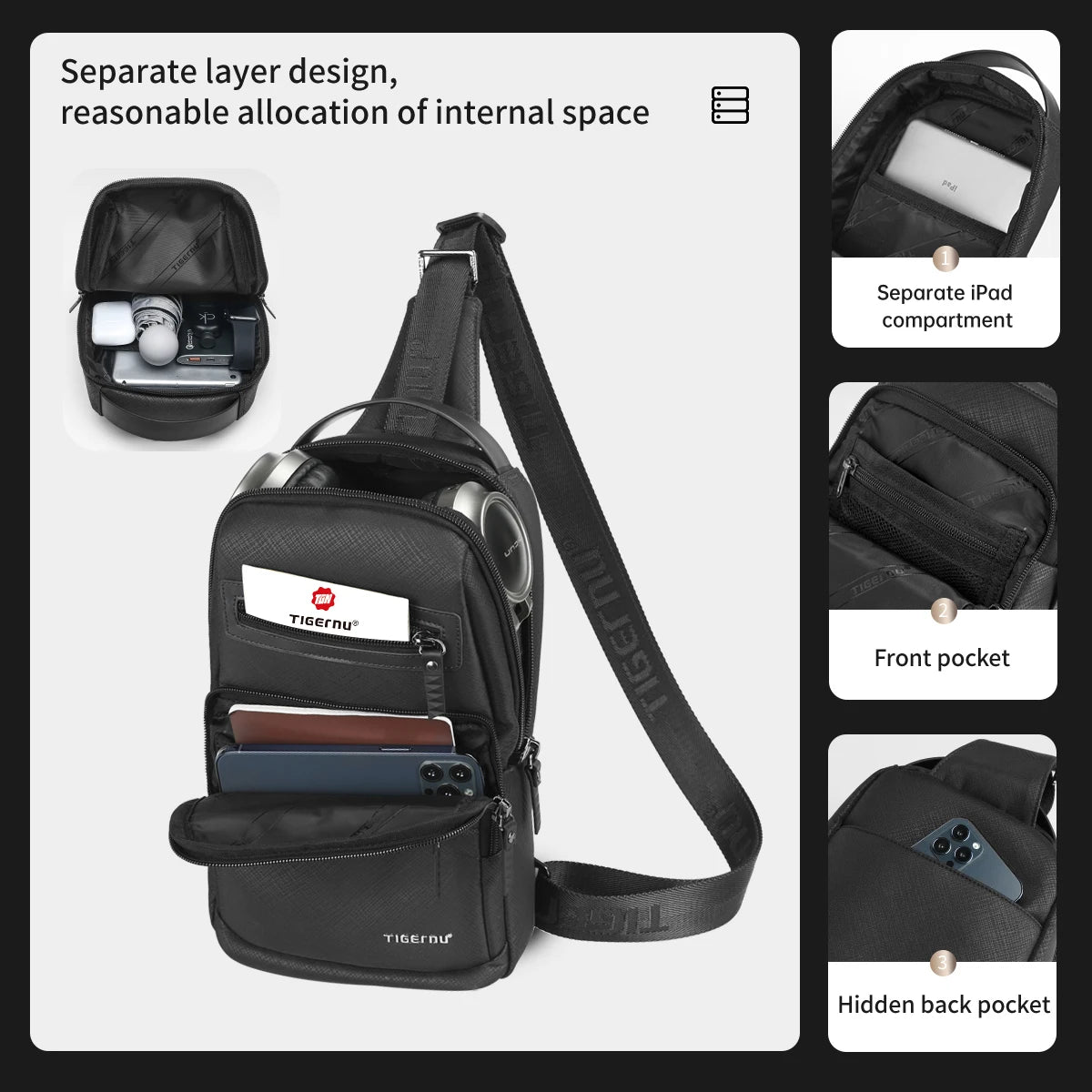 Tigernu Fashion Travel Mini Bag Gifts Men High Quality Waterproof Shoulder Bag Small Crossbody Bag For Men Messenger Bag