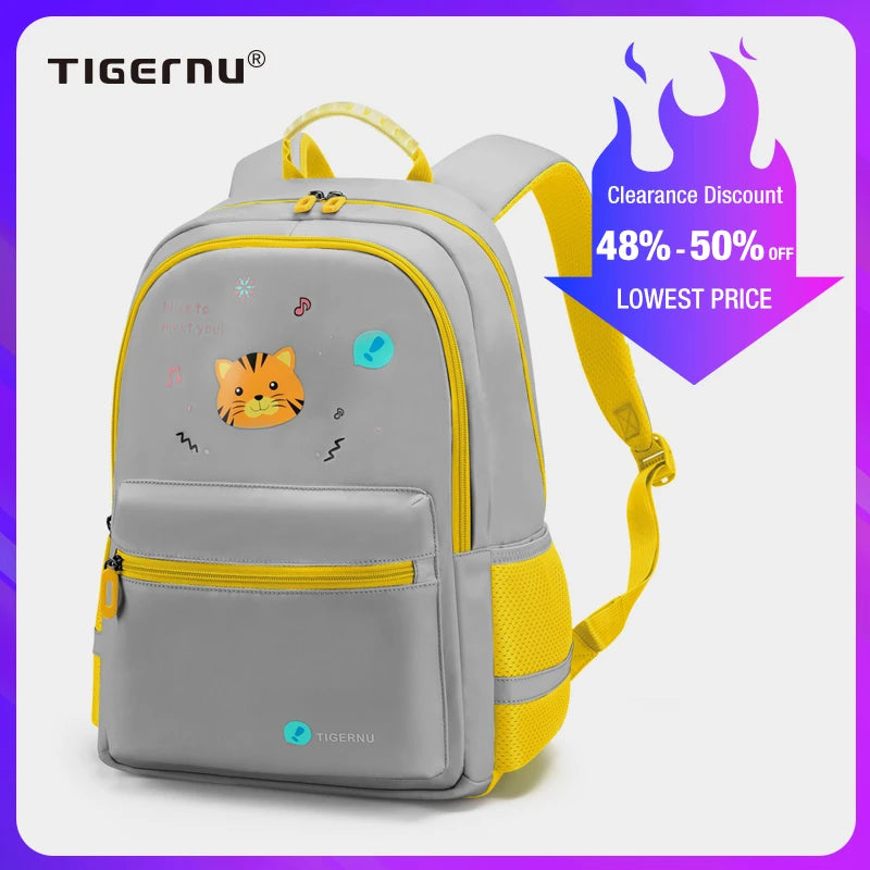 Tigernu Girls  Boys Schoolbags Children Backpack Large Capacity Waterproof Reflective Design Kids Bag Cute Children Backpack Bag