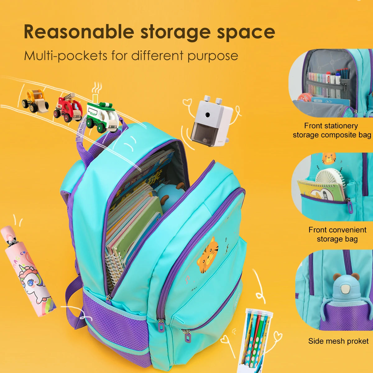 Tigernu Girls  Boys Schoolbags Children Backpack Large Capacity Waterproof Reflective Design Kids Bag Cute Children Backpack Bag