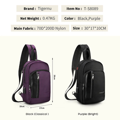 Tigernu High Quality USB Charging iPad Women Waterproof Shoulder Bag Backpack Light Weight  Fashion Casual Mini Bags For Women