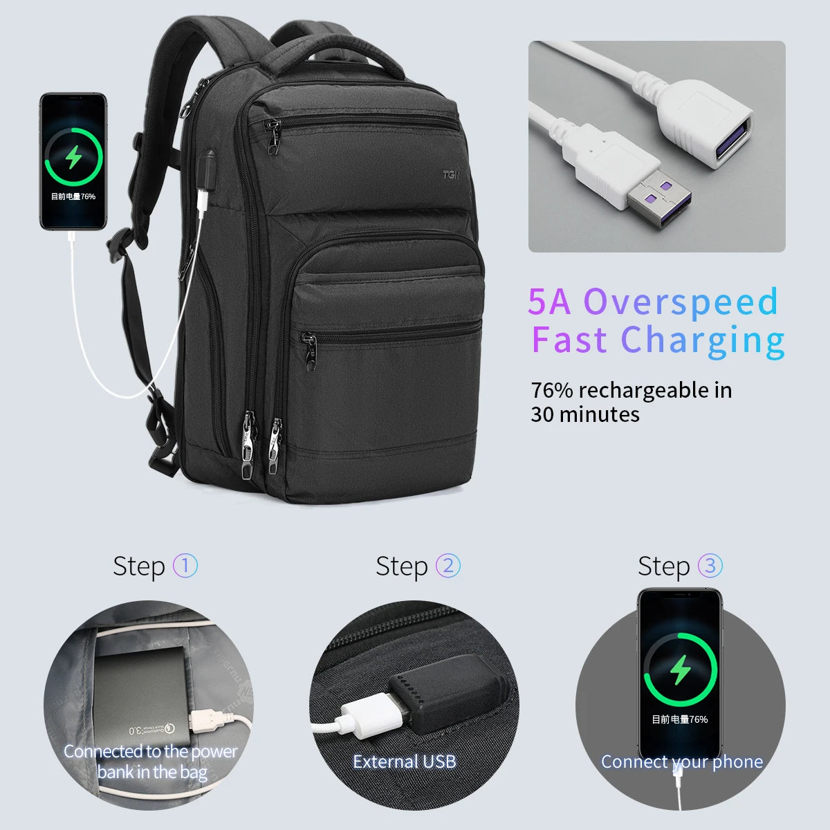 Tigernu Large Capaity Expandable Backpack Female Travel Durable Mochila Bag USB Charging Multiple Pockets Laptop Backpack Рюкзак