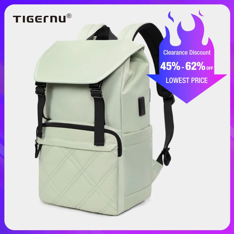 Tigernu Leisure College Backpack For Girls Women Daily Multifunctional Laptop Bag 15.6 Inch Travel Outdoor USB Charging Backbag