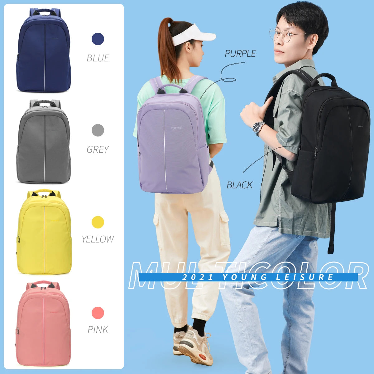 Tigernu Light Weight School Women Backpack Student Fashion Girls Backpacks Laptop Fit For 15.6inch Rucksack Bag Travel For Teens