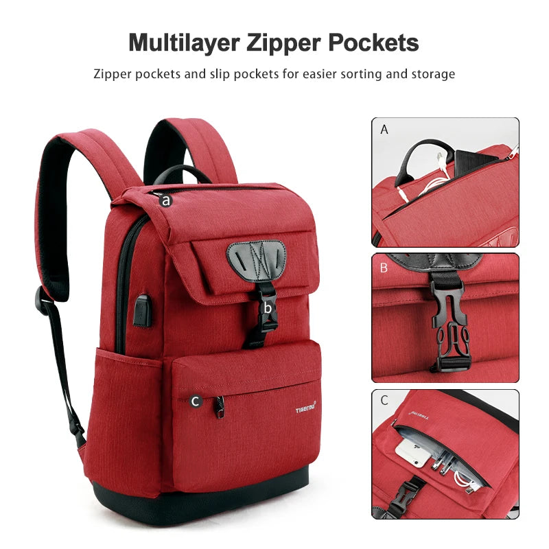 Tigernu Multifunction Backpack Women Fashion Youth Female USB 15.6inch Laptop Backpack Bag Schoolbags For Teenager Girls Mochila