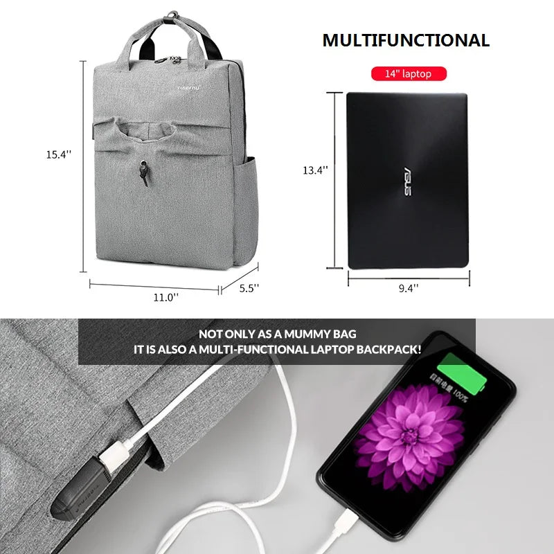 Tigernu Nappy Backpack Mummy Light Weight Baby Diaper Bags Waterproof Maternity Travel USB Backpack Bags Fashion Handbag For Mom