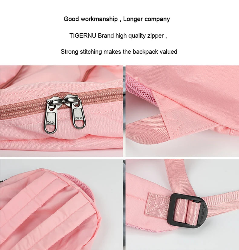Tigernu New 14.1" Pink/Blue Shoulders School Backpack Bag Travel Backpacks For Girl Mini Bags Women College Backpack For Female