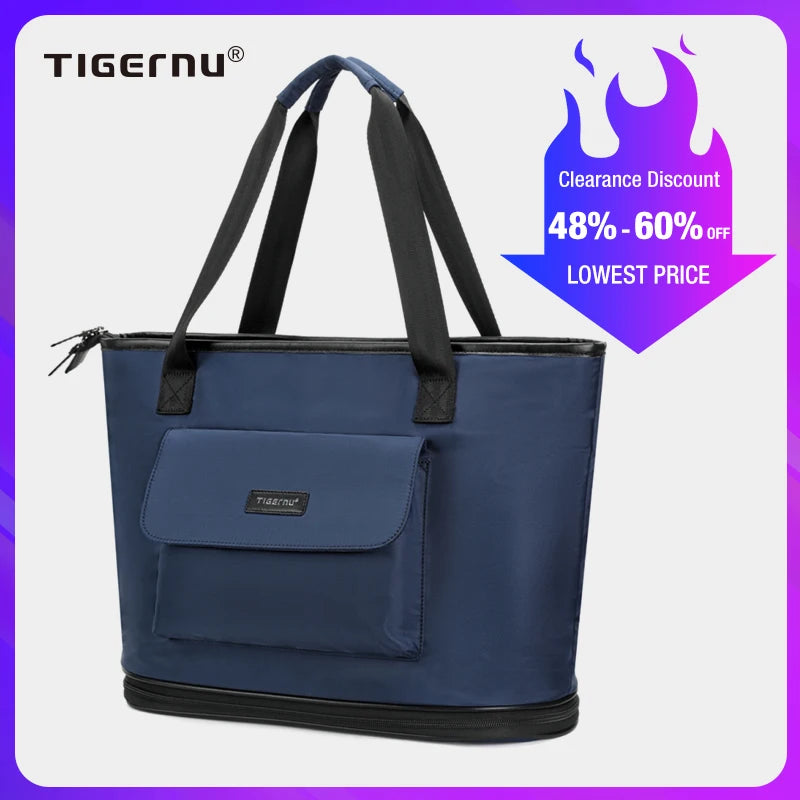 Tigernu New Female Travel Folding Tote Bags Designer Waterproof Handbags Expandable Large capacity Luggage Bags Outdoor sports
