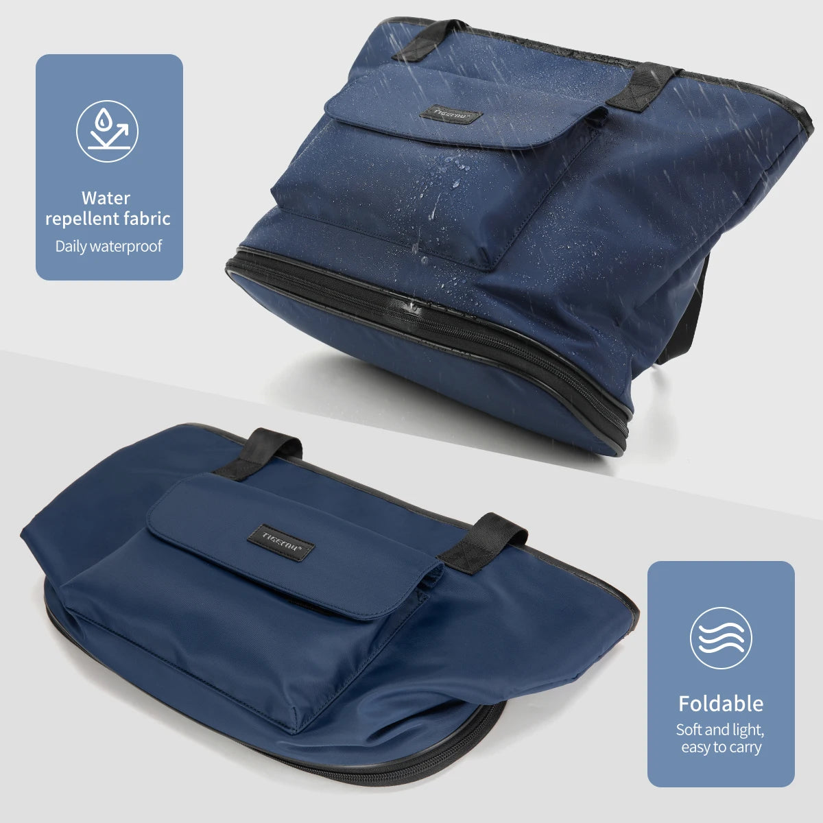 Tigernu New Female Travel Folding Tote Bags Designer Waterproof Handbags Expandable Large capacity Luggage Bags Outdoor sports