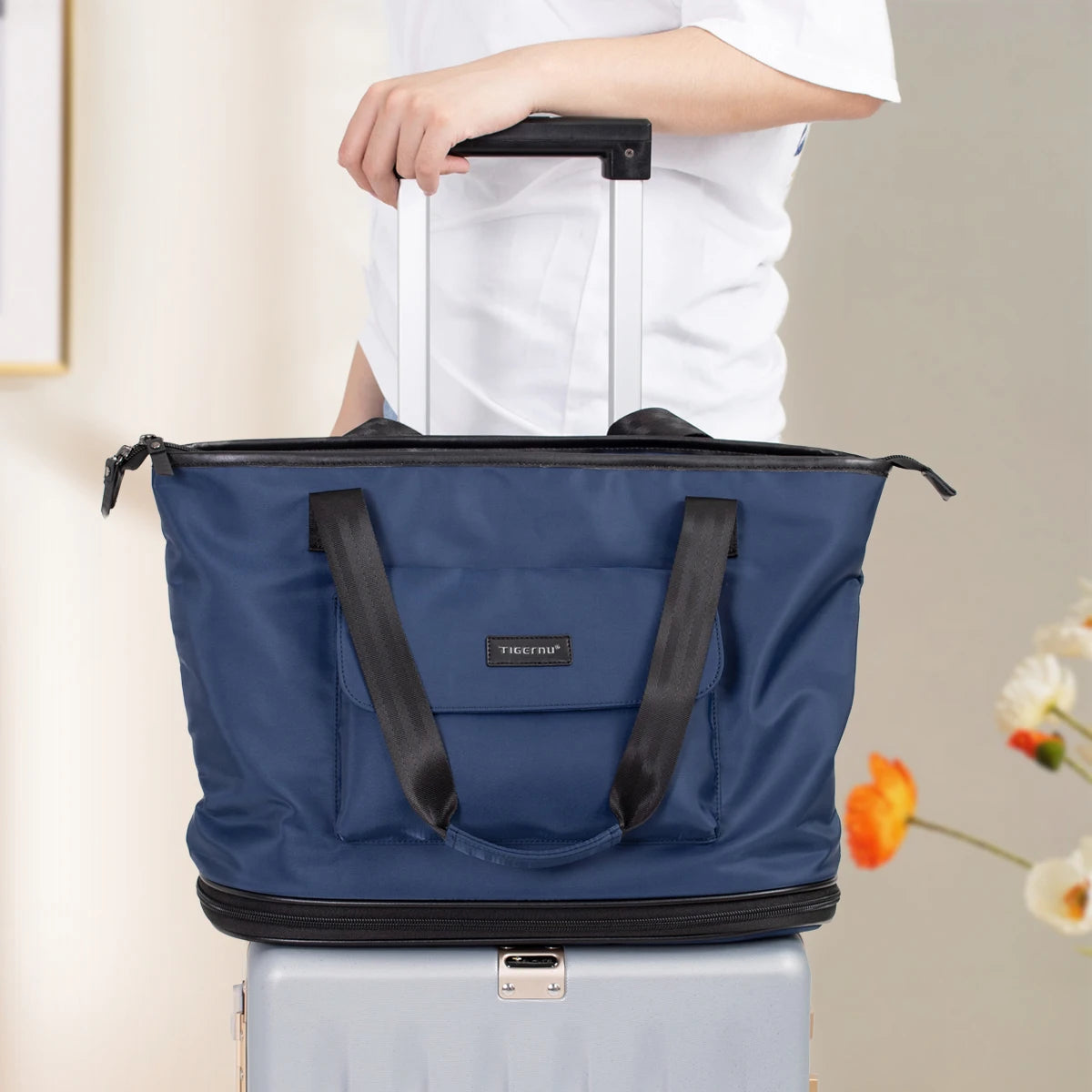 Tigernu New Female Travel Folding Tote Bags Designer Waterproof Handbags Expandable Large capacity Luggage Bags Outdoor sports