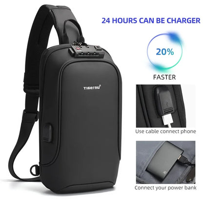 Tigernu New Small TSA Anti theft Lock Women Crossbody Bag Fashion Bag Travel Chest Bags For Women Waterproof Female School Bags