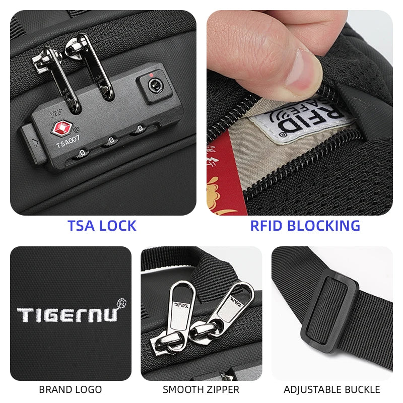 Tigernu New Small TSA Anti theft Lock Women Crossbody Bag Fashion Bag Travel Chest Bags For Women Waterproof Female School Bags