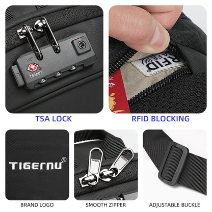 Tigernu New Small TSA Anti theft Lock Women Crossbody Bag Fashion Bag Travel Chest Bags For Women Waterproof Female School Bags
