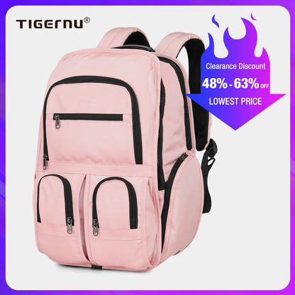 Tigernu New Women 15.6-17inch Laptop Backpack Female School Bag Backpack Upgraded Design Anti Theft Zippers Travel Bag With RFID