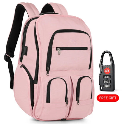 Tigernu New Women 15.6-17inch Laptop Backpack Female School Bag Backpack Upgraded Design Anti Theft Zippers Travel Bag With RFID