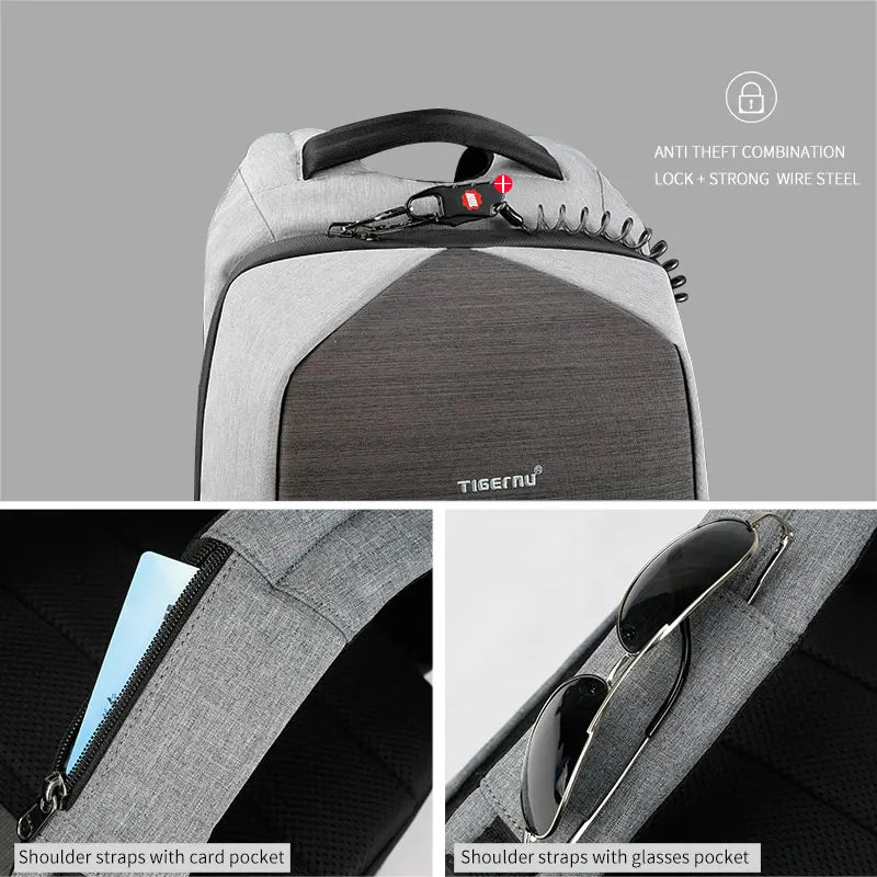 Tigernu Women Fashion Casual Business High Quality Carbon Steel Anti-theft Waterproof Female School Travel Laptop Backpack Girls
